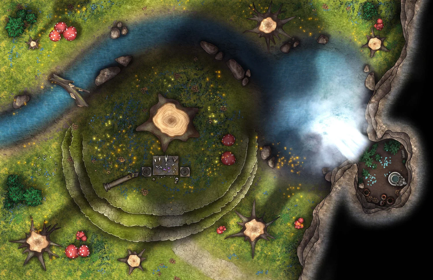 Free Dryads Lair TTRPG Battlemap - Hideouts & Lairs — Tom Cartos