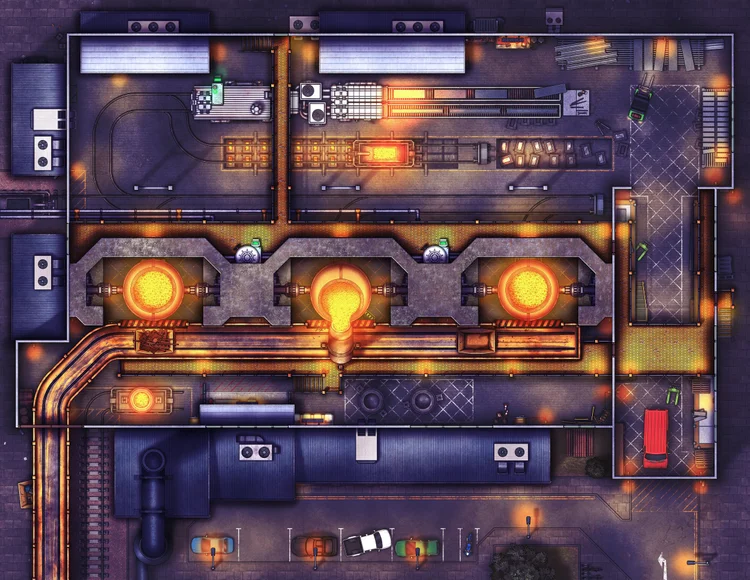 Free Modern Steel Forge TTRPG Battlemaps — Tom Cartos