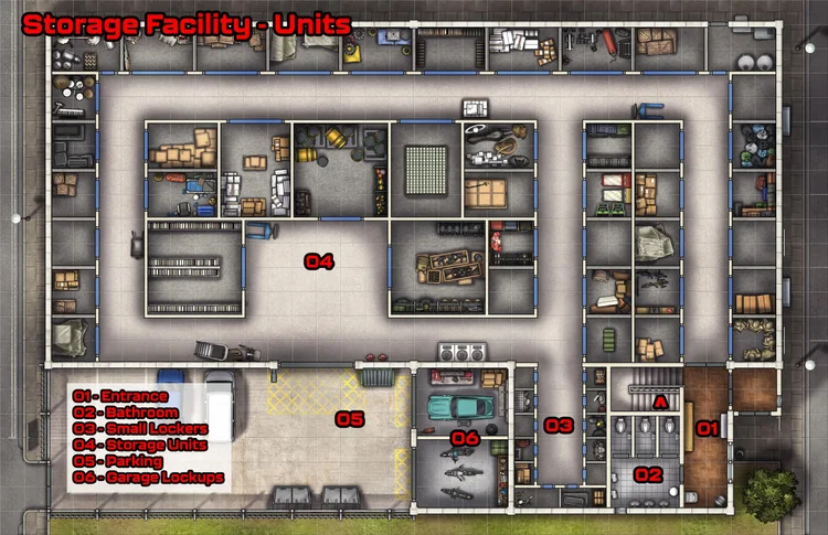 Storage Map Fivem Free Modern Storage Facility TTRPG Battlemaps — Tom Cartos