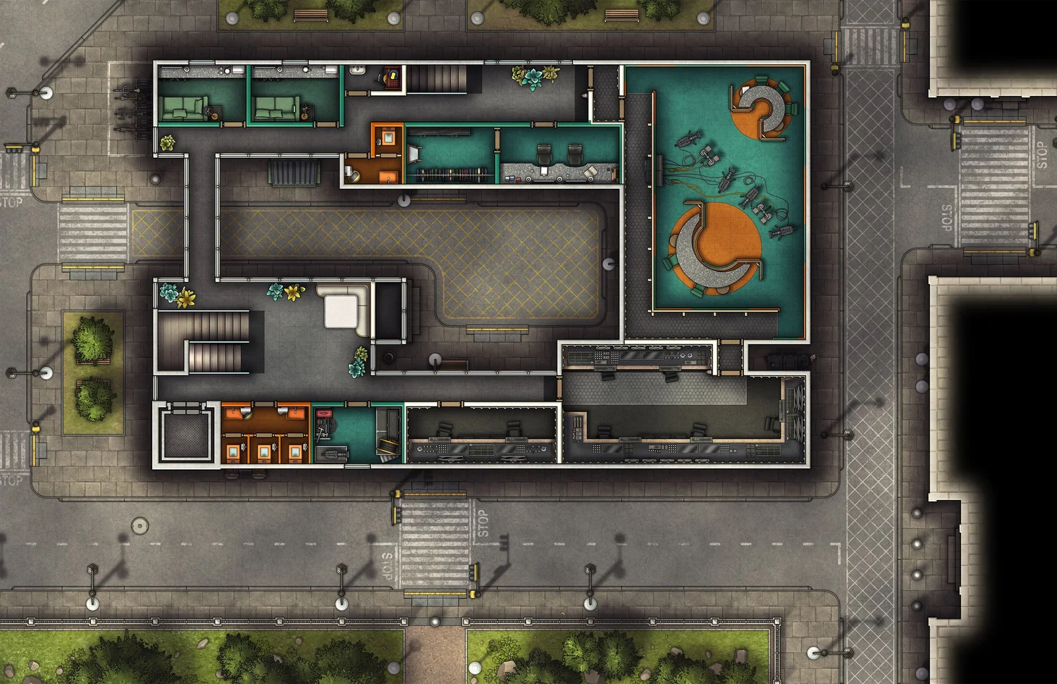 Free Modern News Broadcaster TTRPG Battlemaps — Tom Cartos