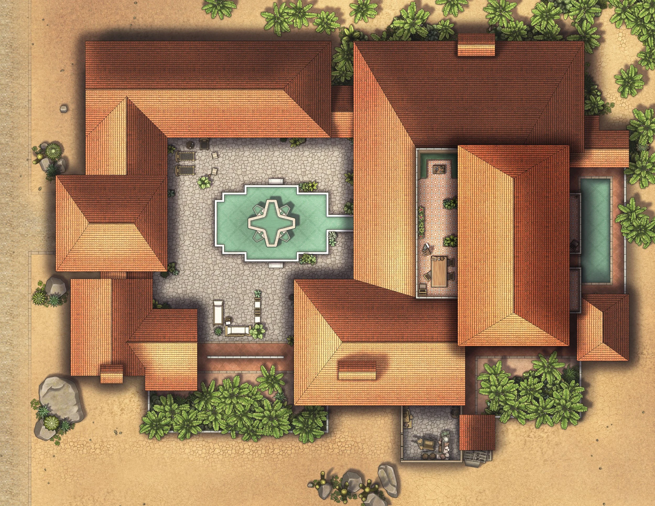 Free Hacienda TTRPG Battlemap - SERIES — Tom Cartos