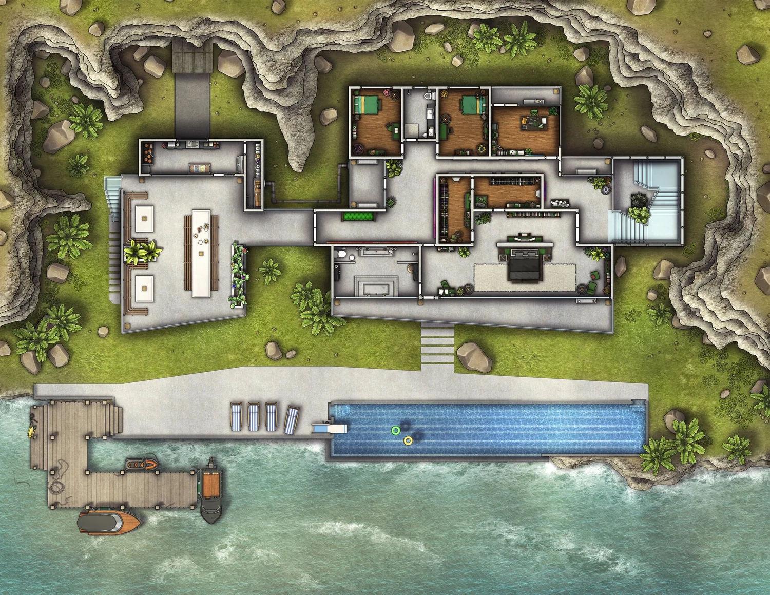 Free Modern Remote Mansion TTRPG Battlemaps — Tom Cartos