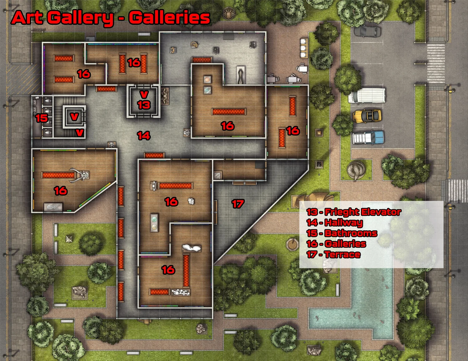 Free Modern Art Gallery TTRPG Battlemaps — Tom Cartos