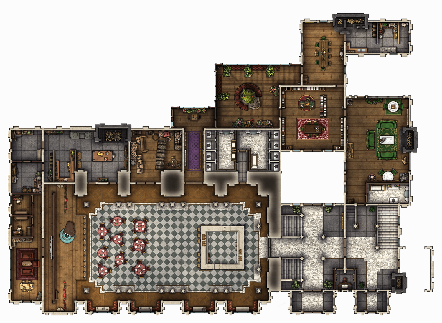 Free Governors Mansion TTRPG Battlemap - Mansions, Manors & Palaces ...