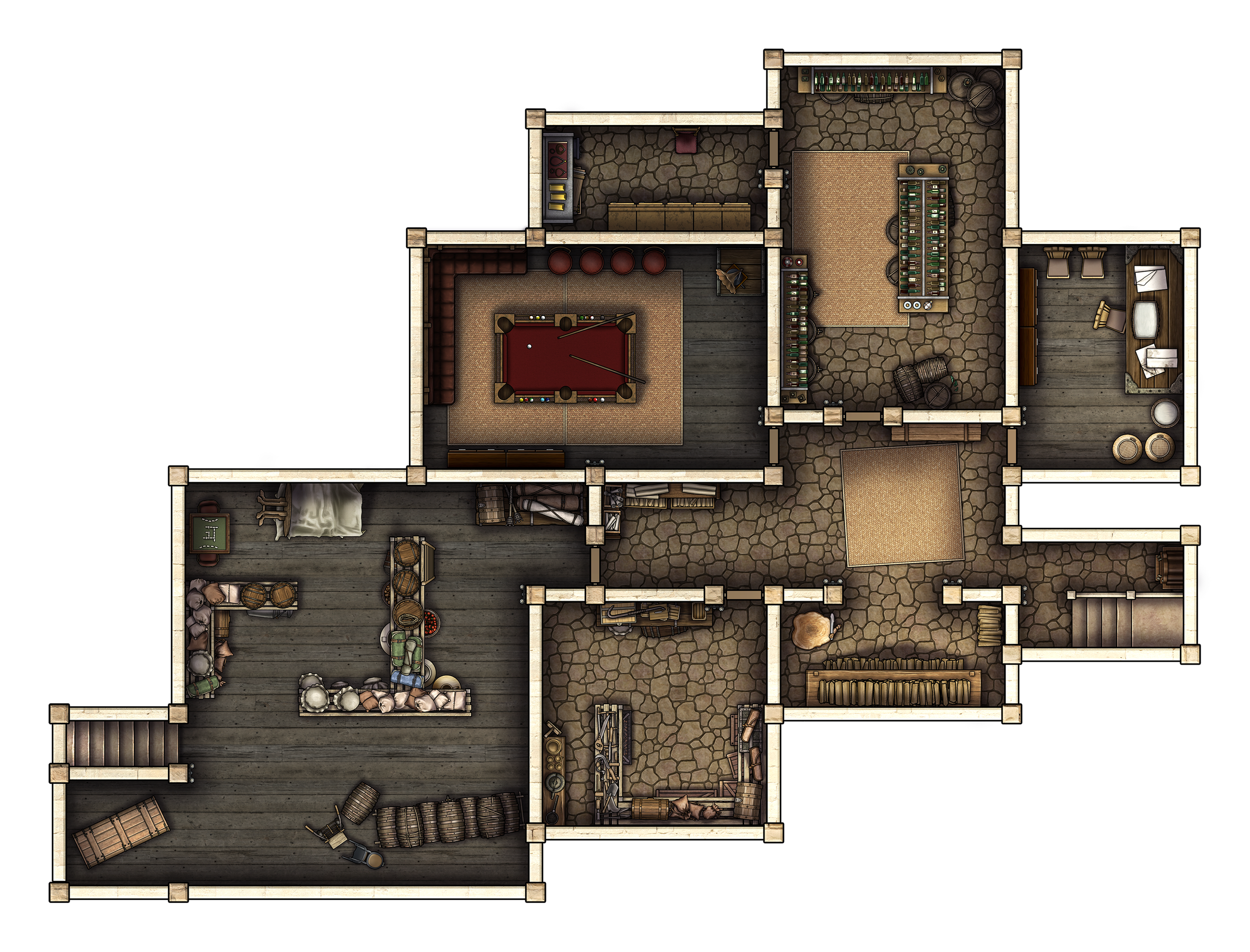 Free Manor House TTRPG Battlemap - SERIES — Tom Cartos