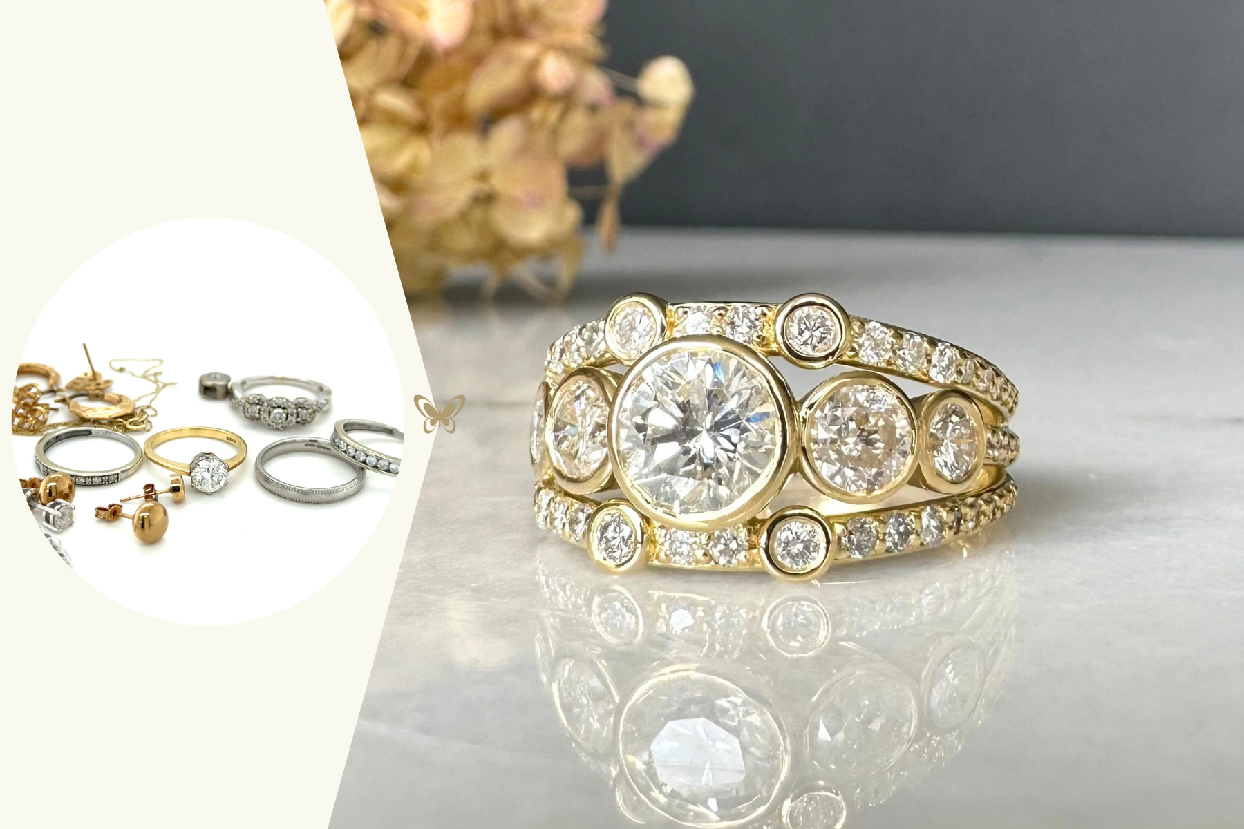Old Jewellery Transformed into Large Diamond Legacy Ring