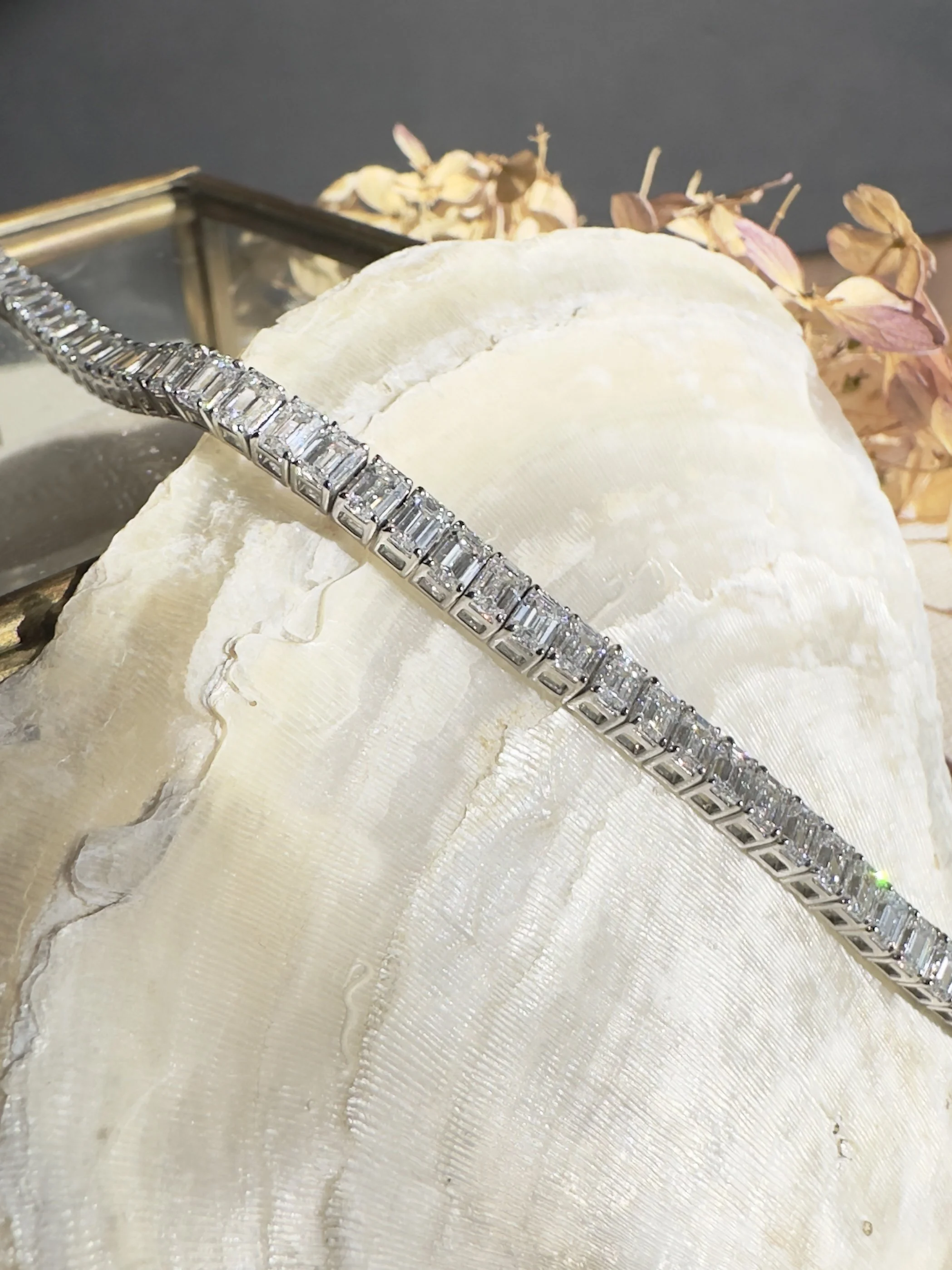 emerald-cut lab-grown diamond tennis bracelet