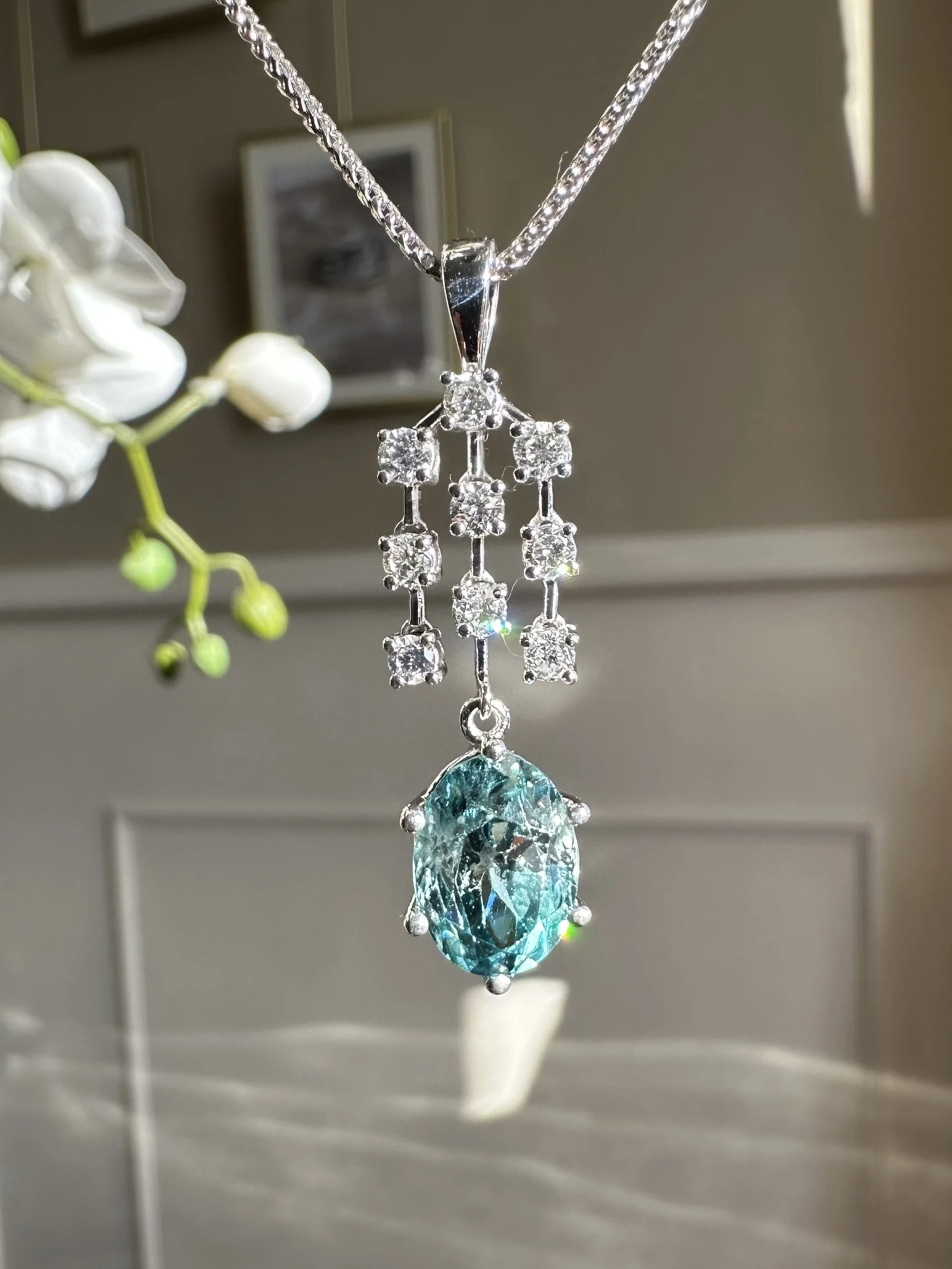 Aquamarine and diamond cascade pendant by Legacy jewellery.jpg