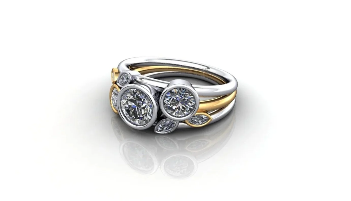 Initial design for Karen’s platinum and sentimental gold Legacy ring