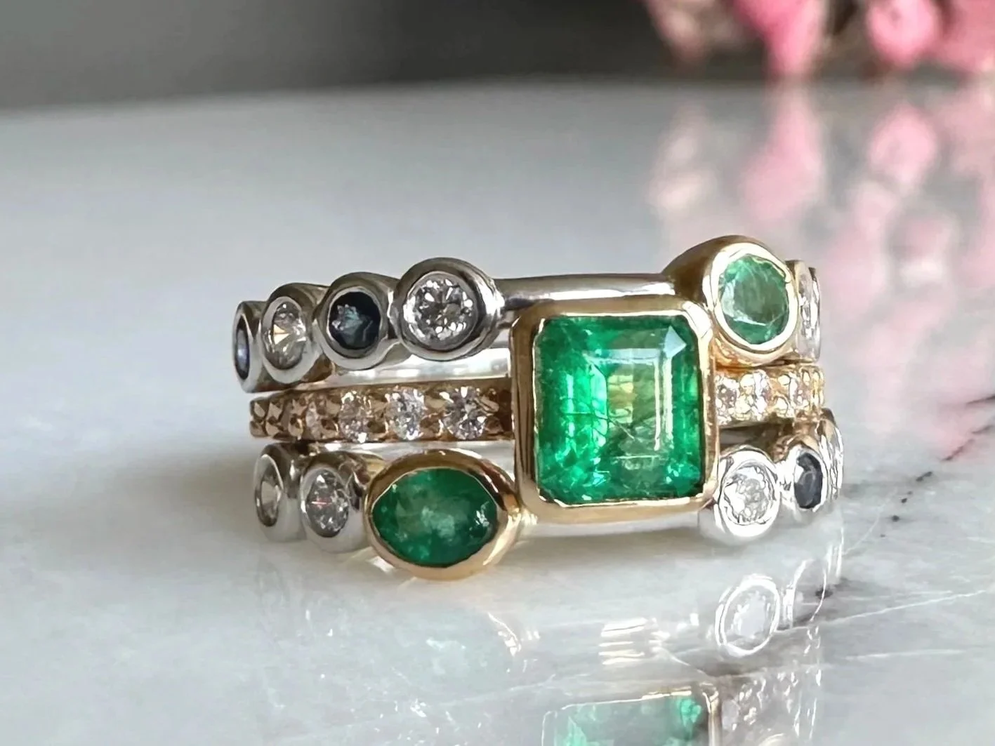 Large Legacy emerald and diamond ring