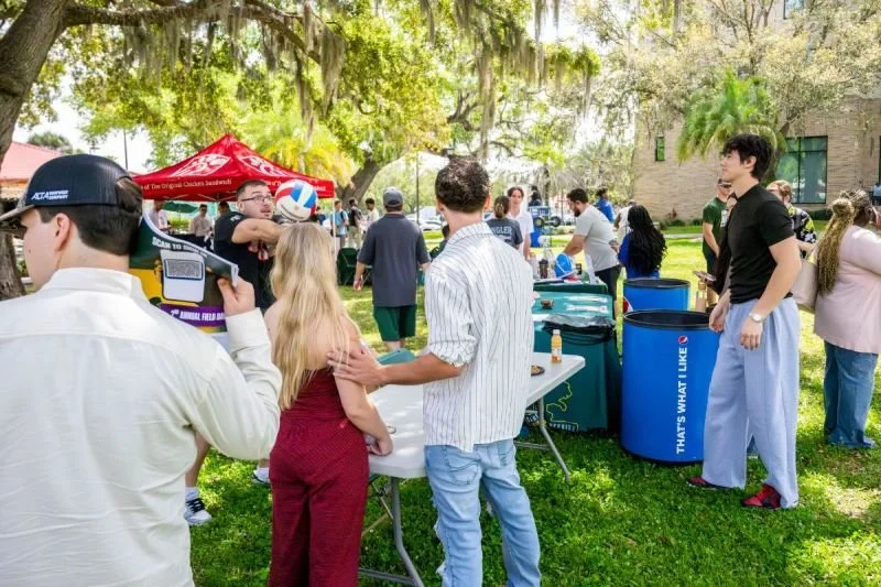 Shoppers visiting the Saint Leo University Saturday Market in Saint Leo, Florida