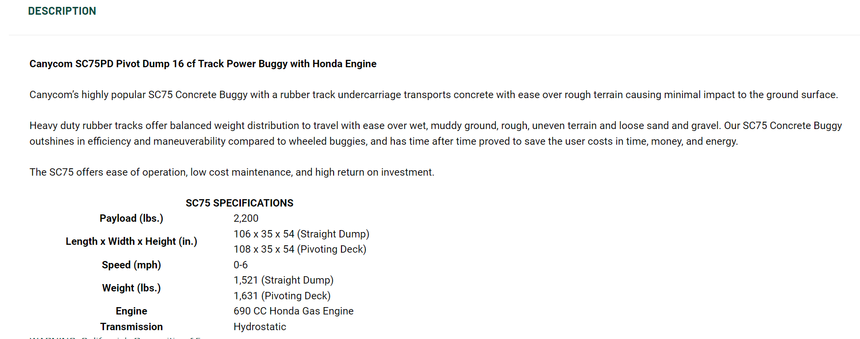 2022 SC75 Pivot Dump Concrete Buggy — K&K Supply
