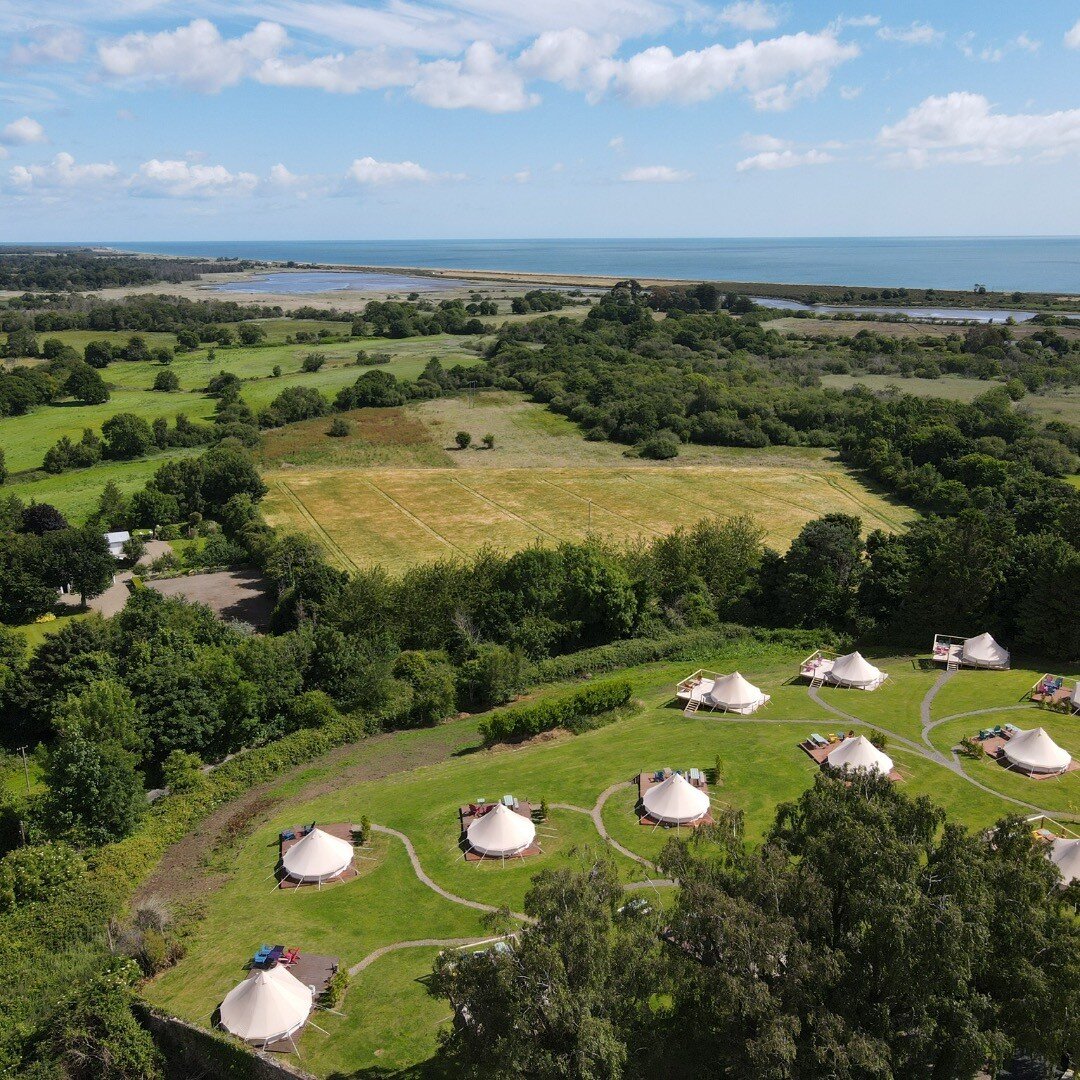 A birds eye view of our super views over the Broadlough Nature reserve and out to the Irish Sea #nature #luxurycamping #wicklowtourism