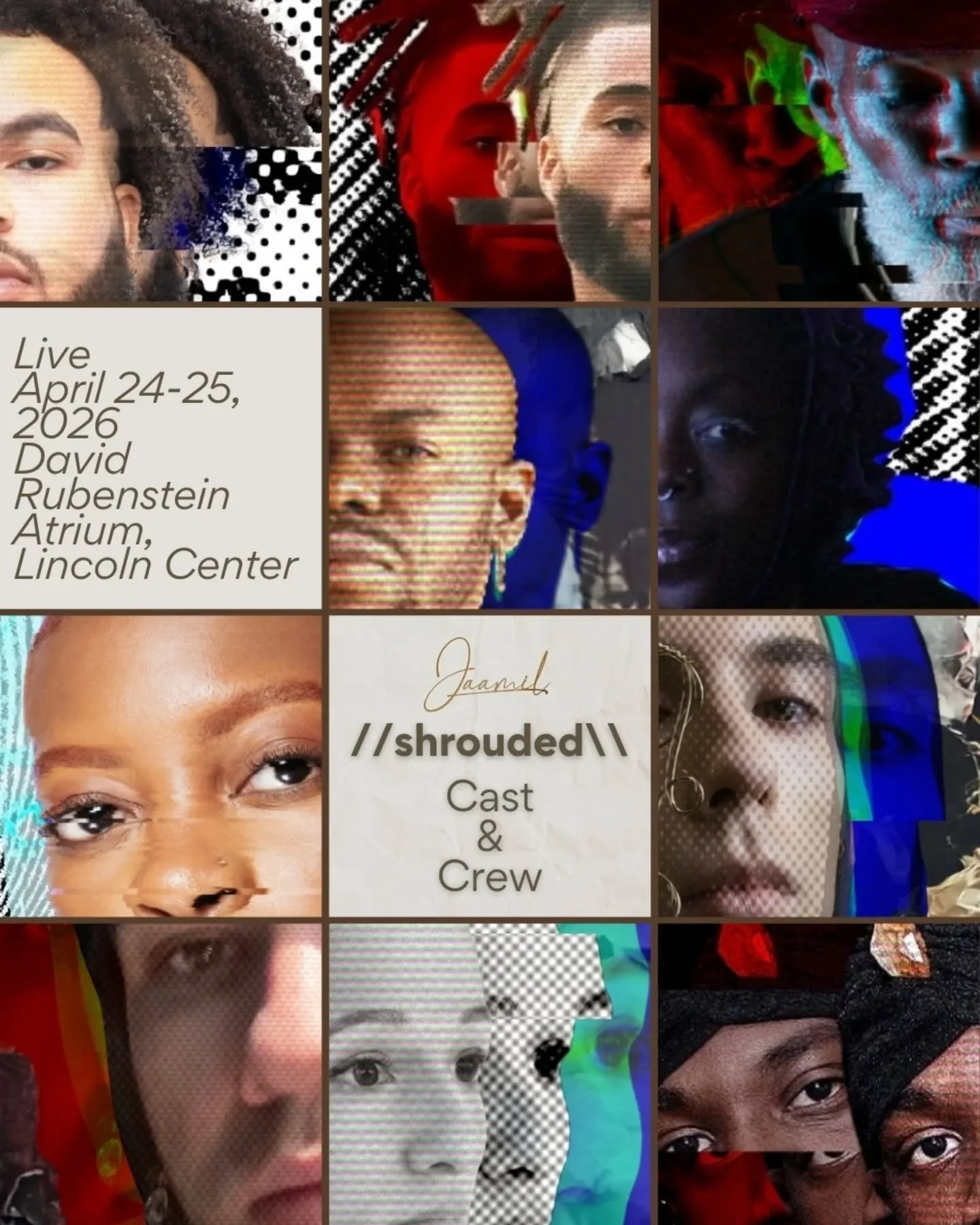 Meet the faces behind //shrouded\\, my most ambitious project to date. It wouldn't be possible without this incredible team of designers, performers, and co-conspirators.

Ensemble &amp; Crew: jaamil olawale kosoko, Song Aziza Tucker, Mawu Ama Ma'at 
