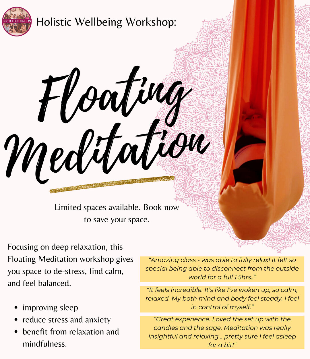 The next Floating Meditation workshop is in less than two weeks! 😍 Sunday 18 September at 2pm, book your space now - if there's any spaces left! Link in bio 💞​​​​​​​​
​​​​​​​​​​​​​​​​
Focusing on deep relaxation, this workshop centres around your p
