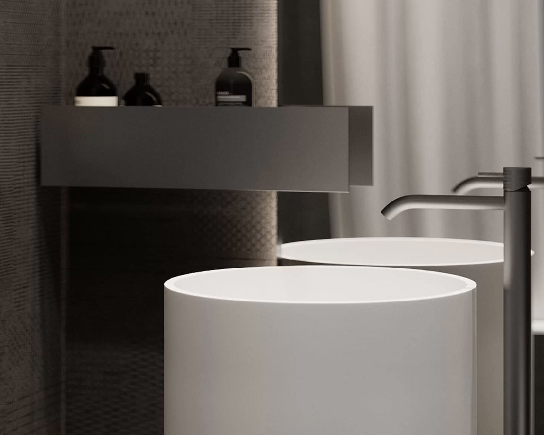 Unique and minimalistic shower shelf - home design products and accessories manufactured in Kent by Uniqoncept.