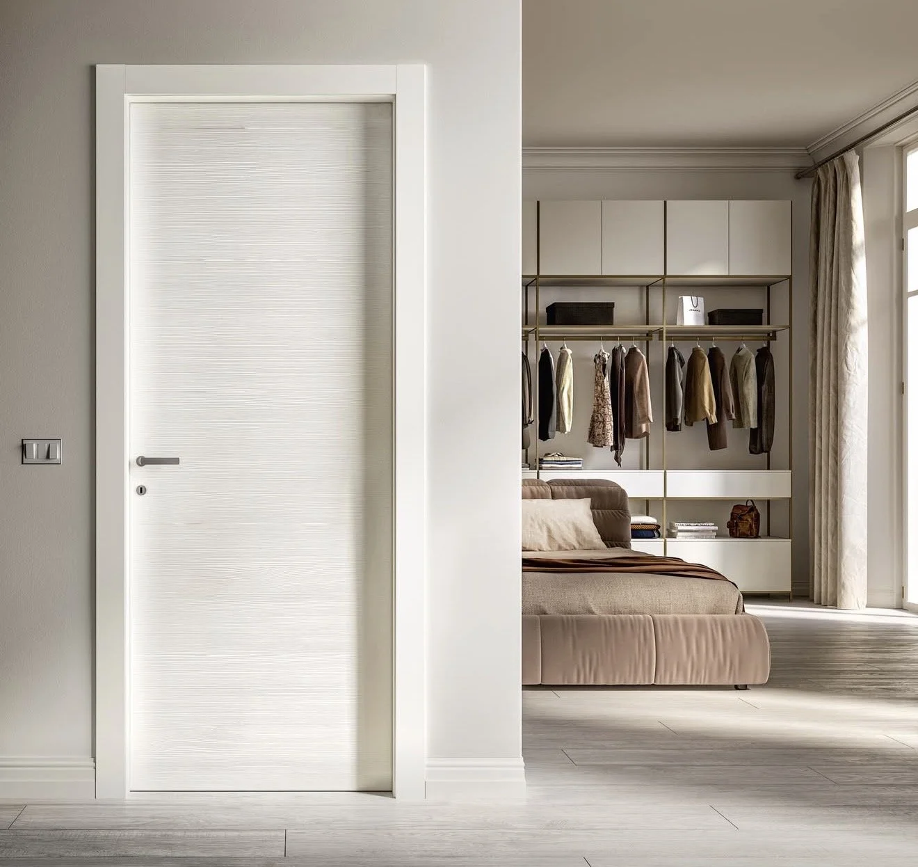 Modern veneer door set by uniqoncept