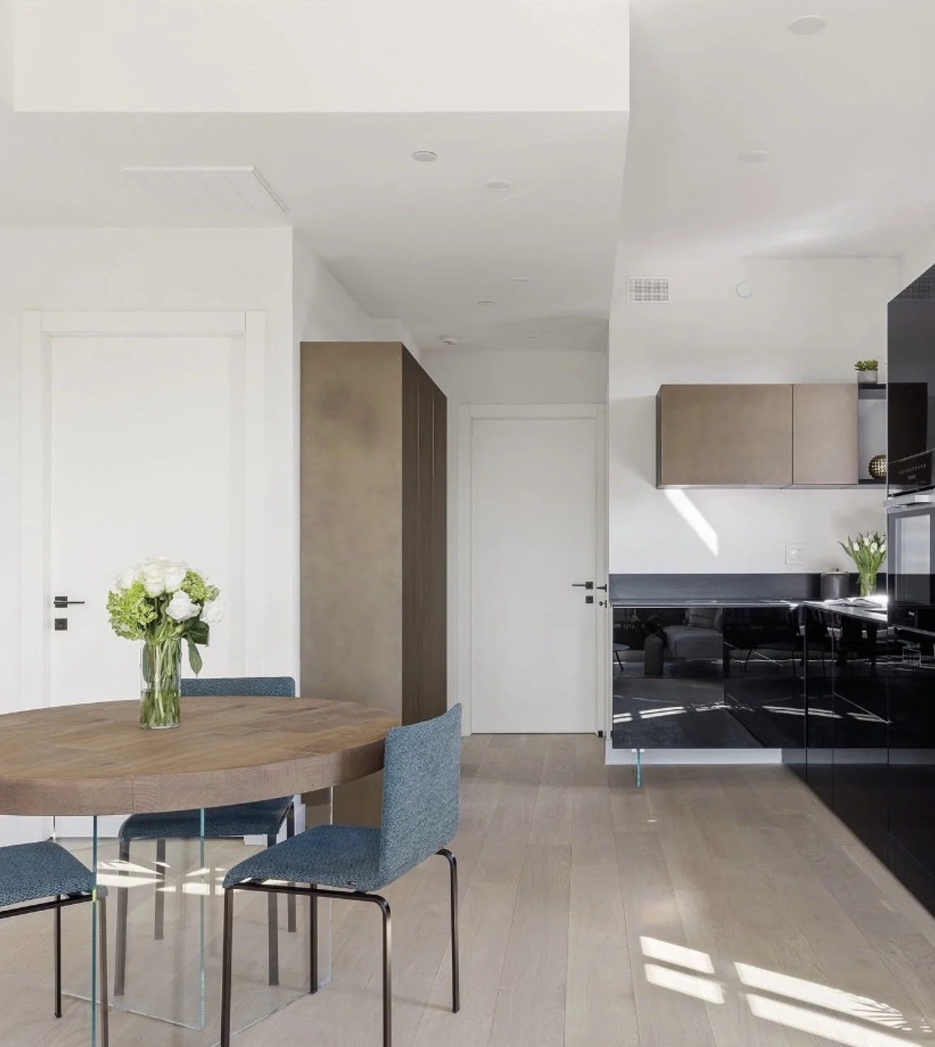 Modern white internal door design, home renovation.