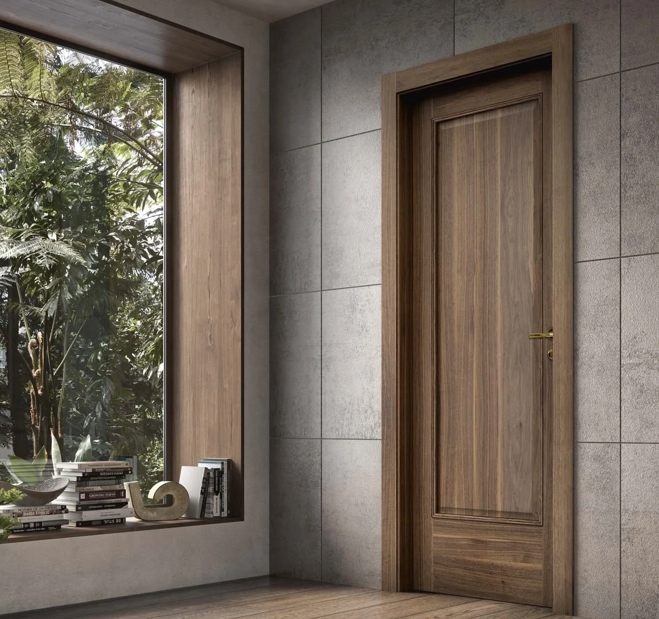 Classic wooden door design, wooden pre-hung door set.