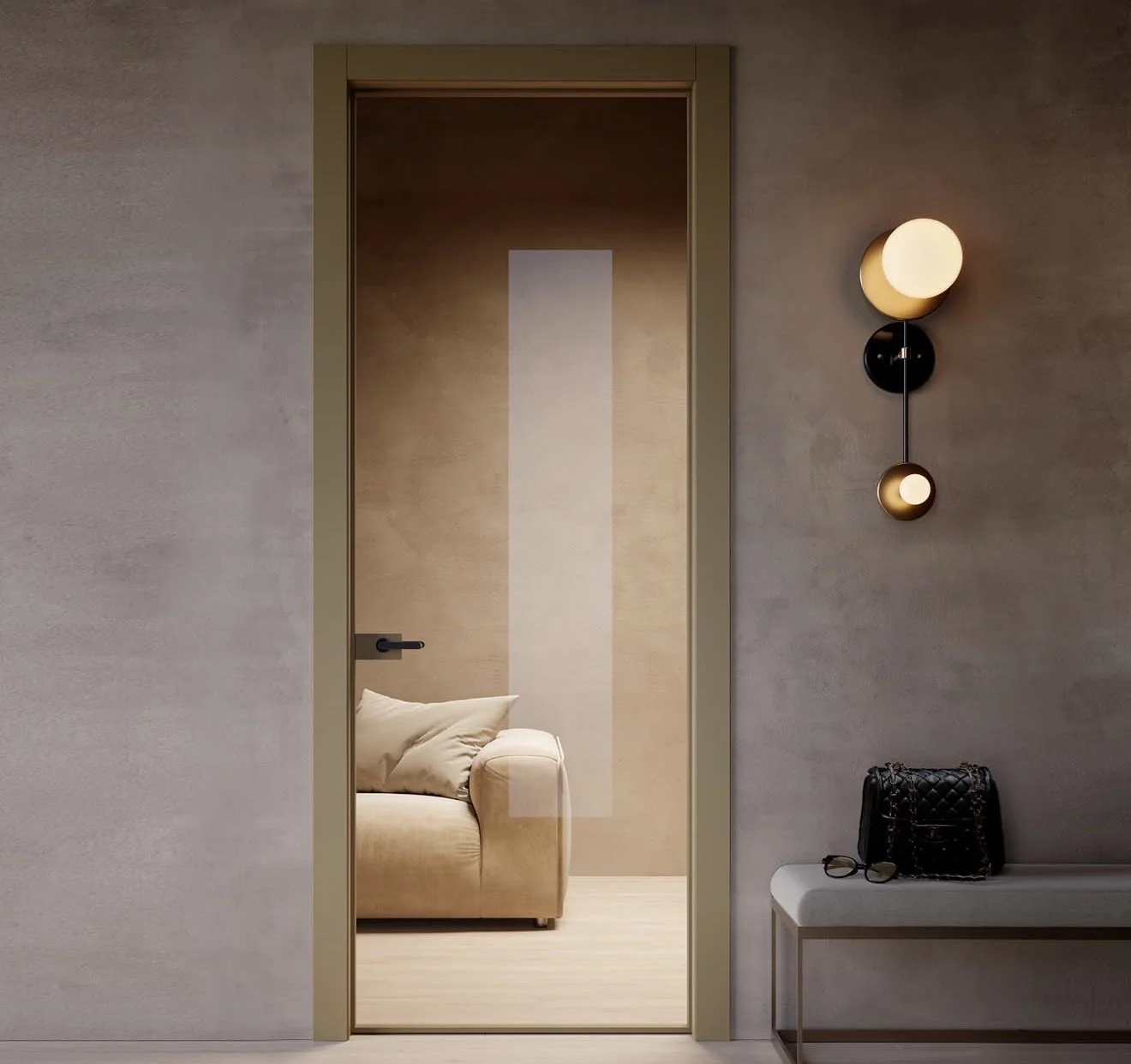 Modern aluminium glass door, crittall style, uniqoncept door.