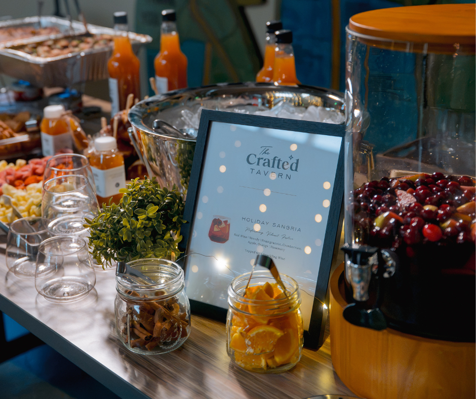 Holiday Sangria bar with garnishes