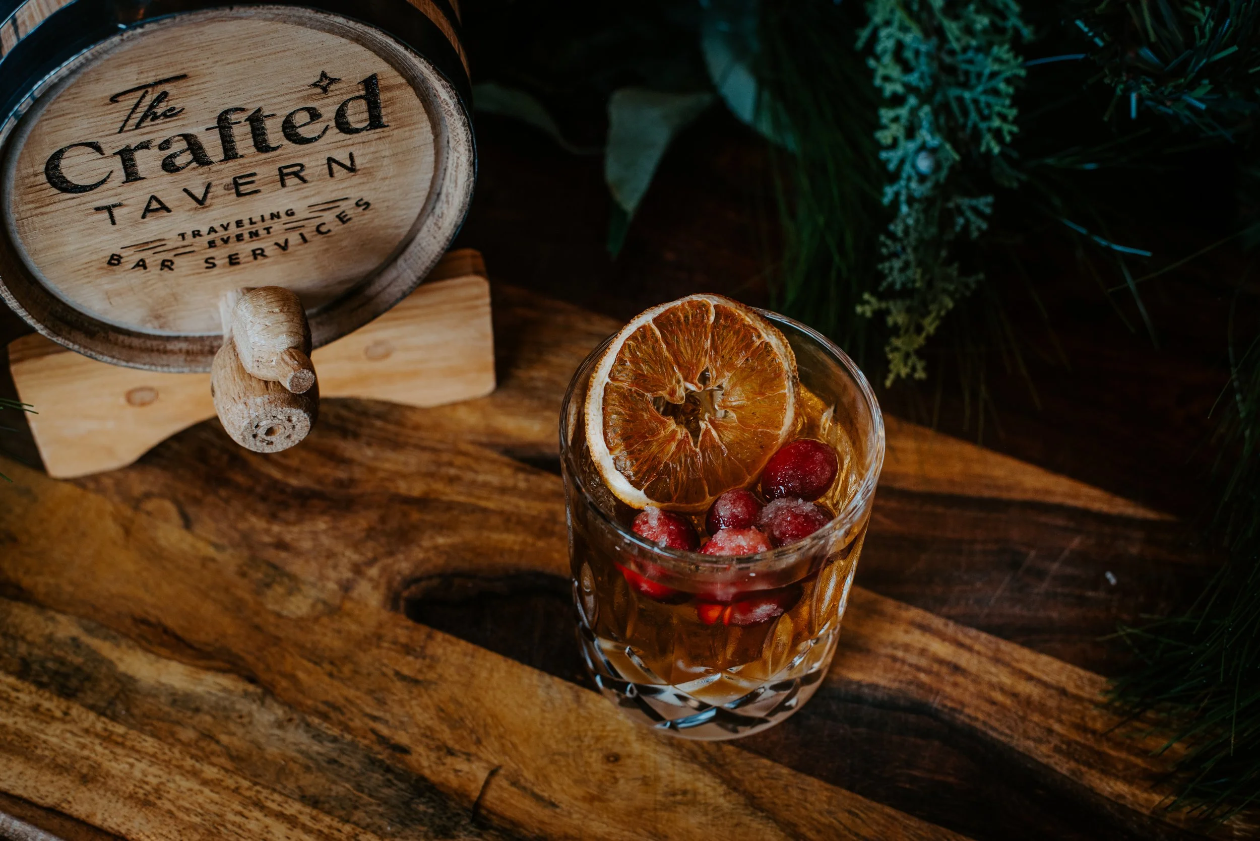 Signature cocktails, like this Wisconsin Brandy Old Fashioned, are from our mobile bar service, The Crafted Tavern, which delivers handcrafted cocktails and professional bartending for weddings, corporate events, and celebrations across Milwaukee and