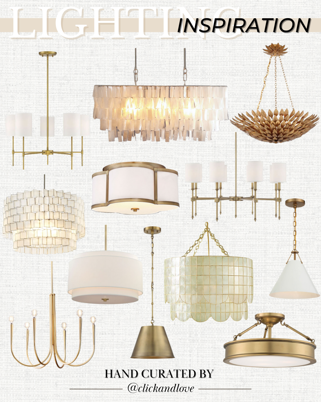 collage with pendant lamps and chandeliers 