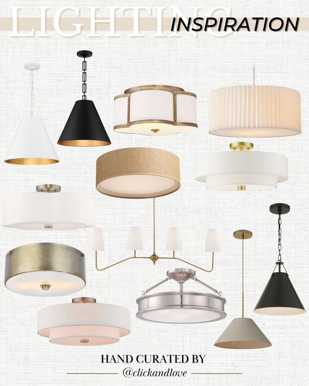  collage with pendant lamps and chandeliers 
