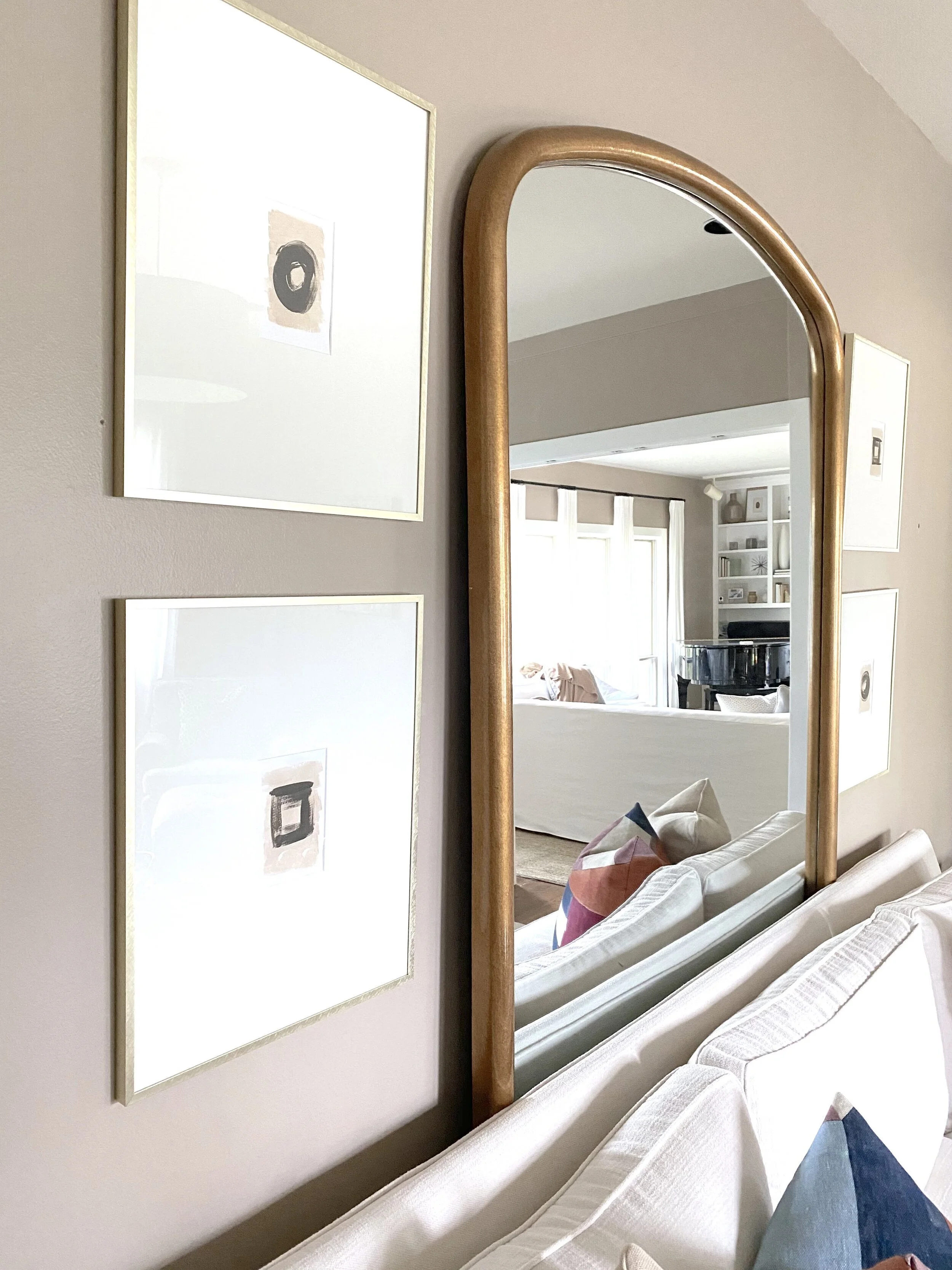 gold mirror, neutral paint colors, home interior design, affordable interiors