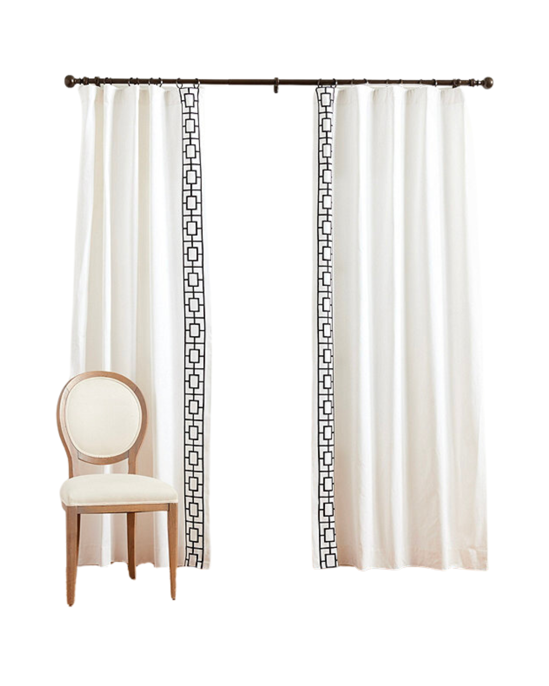 curtains, drapery, curtain panel, greek key