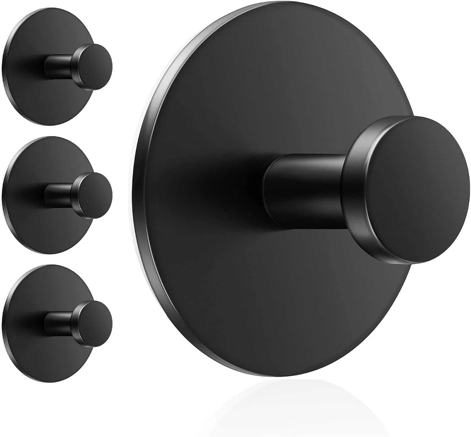 Set of matte black round wall hooks
