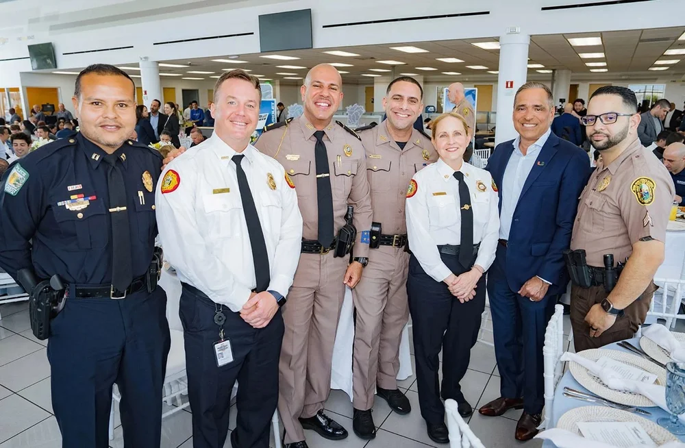 Fire rescue and police leaders at the scholarship luncheon