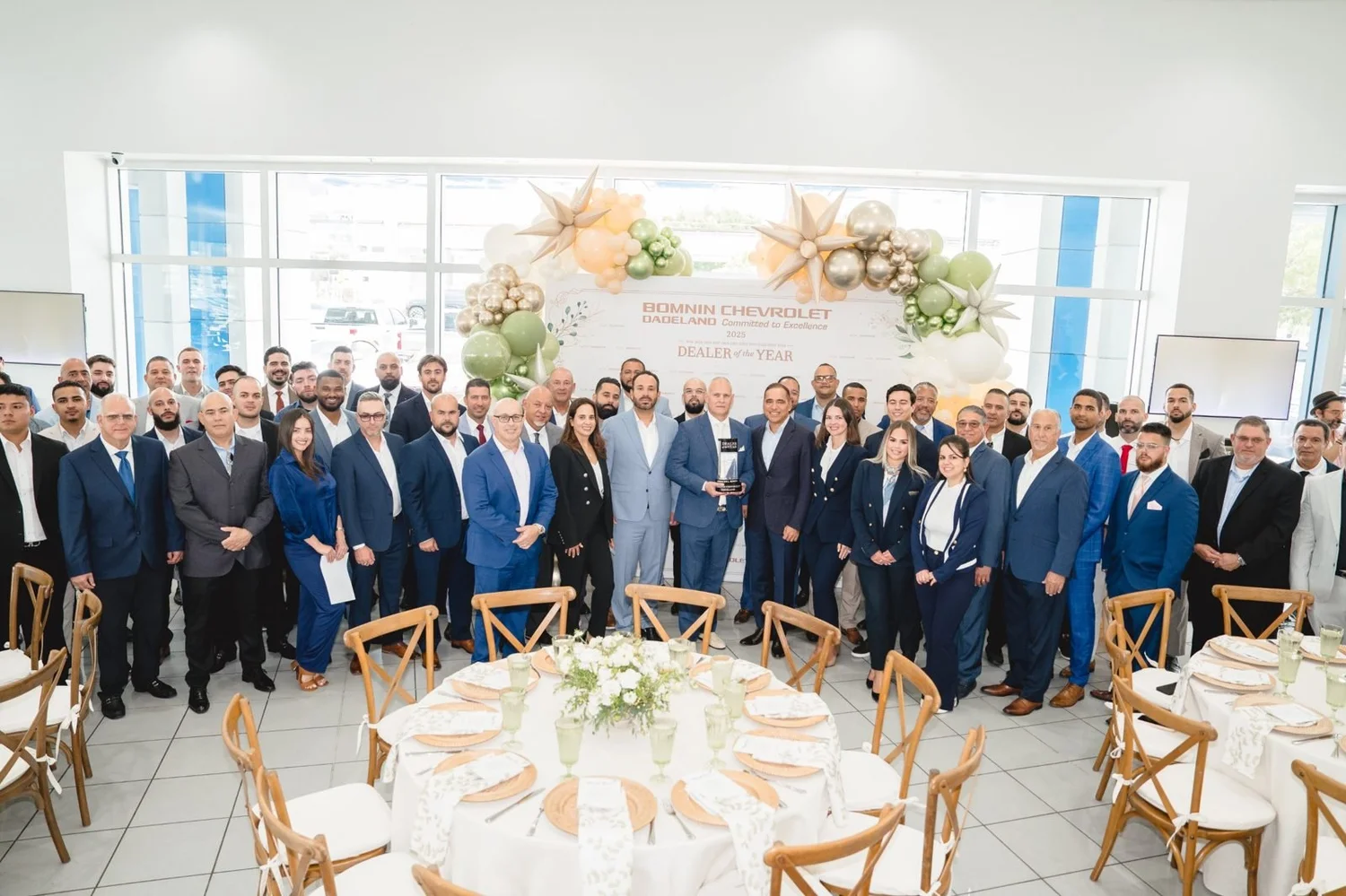 The Bomnin Chevrolet Dadeland team together at their 2025 Dealer of the Year celebration
