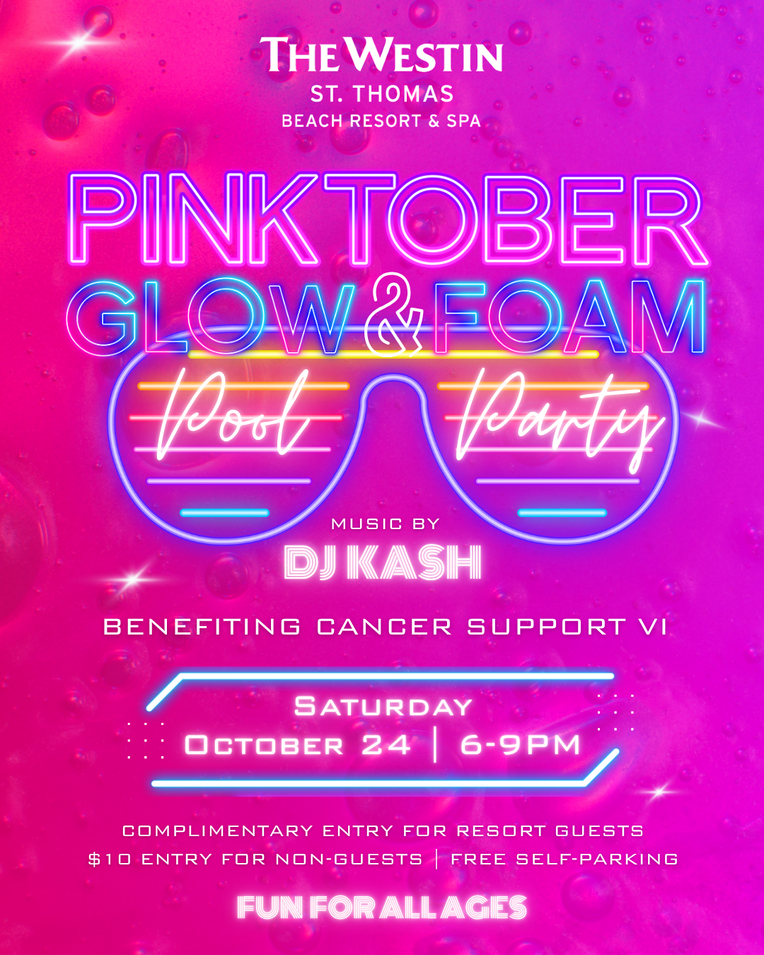 Pinktober Glow &amp; Foam Pool Party // The Westin St. Thomas