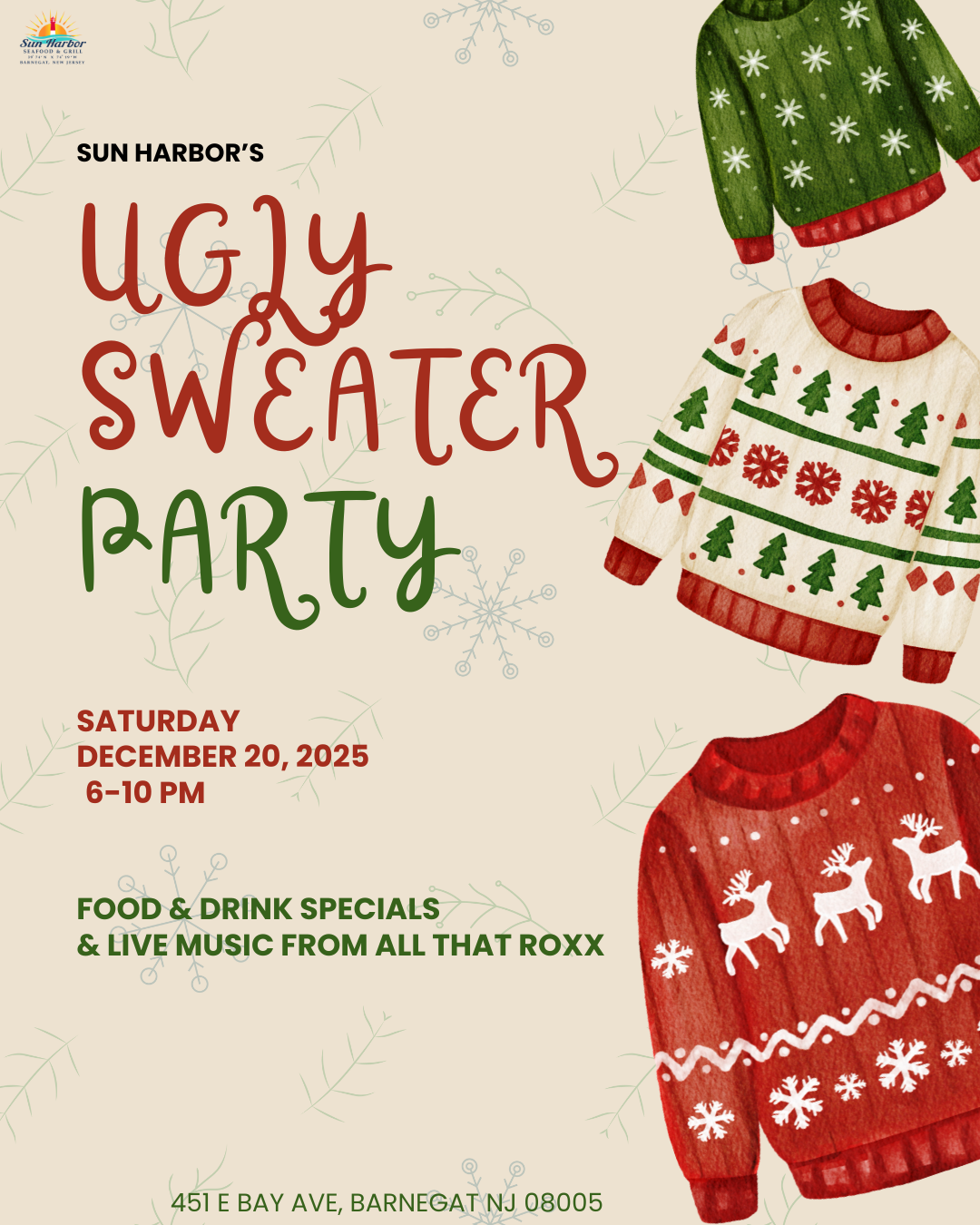 *Annual Ugly Sweater Christmas Party* w/ All That Roxx