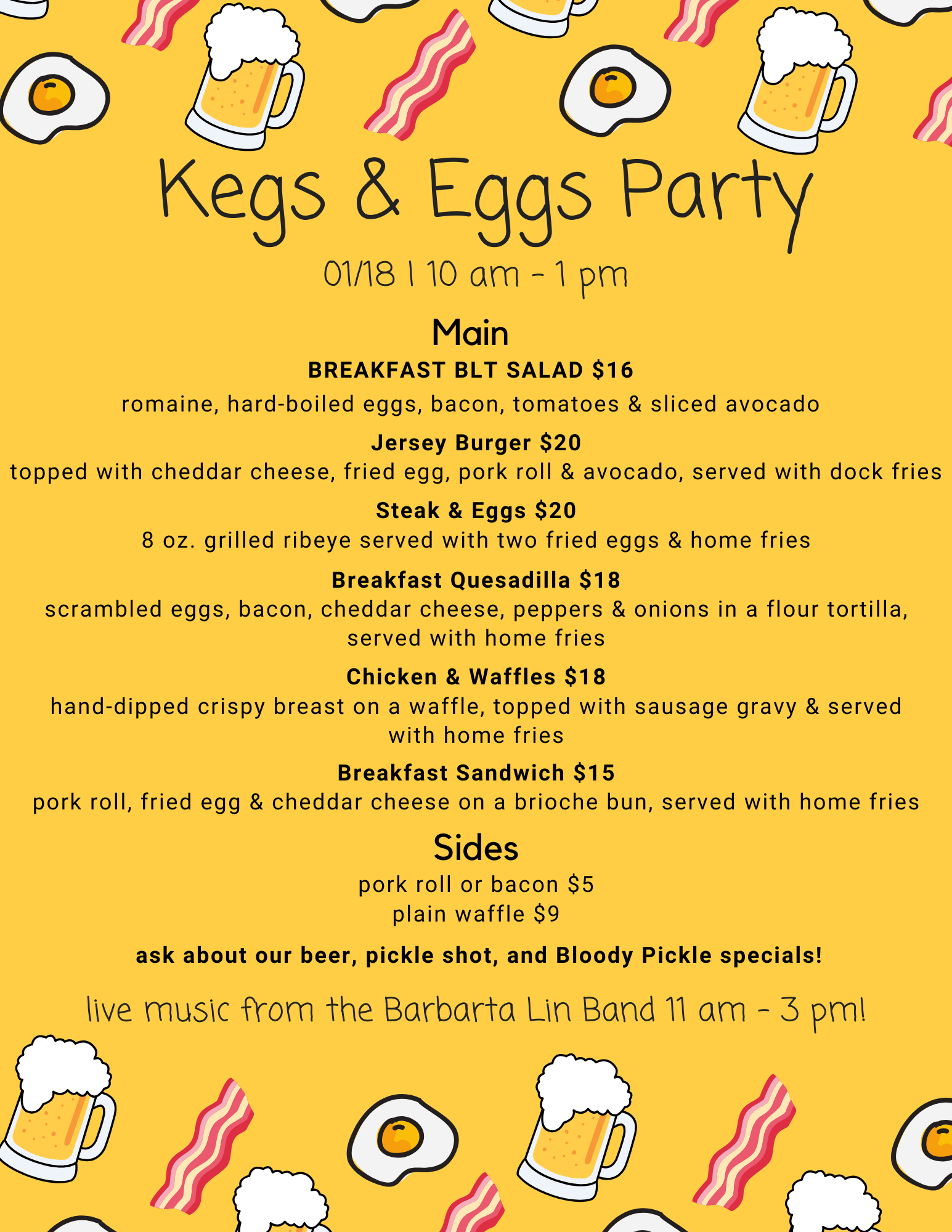 *Kegs & Eggs Party* w/ Barbara Lin Band 