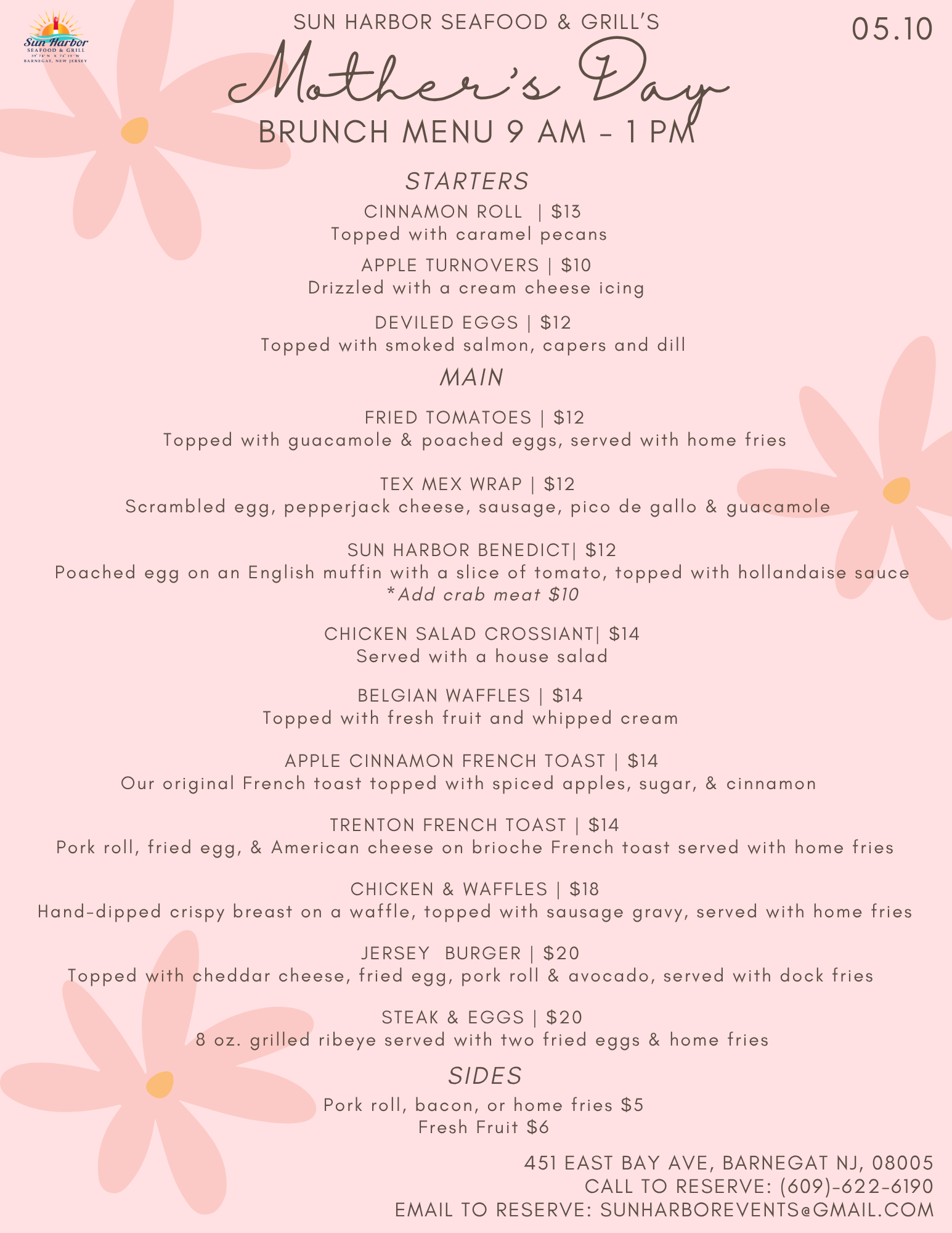 Mother's Day Brunch & Dinner Specials (reserve now!)