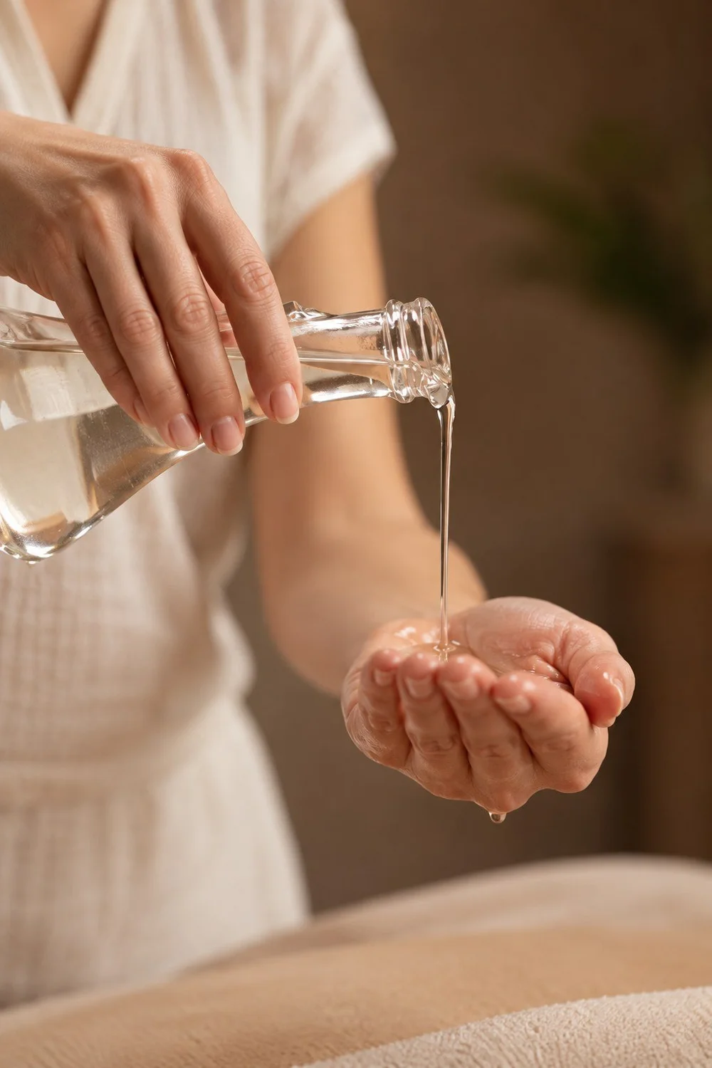 Préparation de l’huile de massage avant un Deep Tissue
