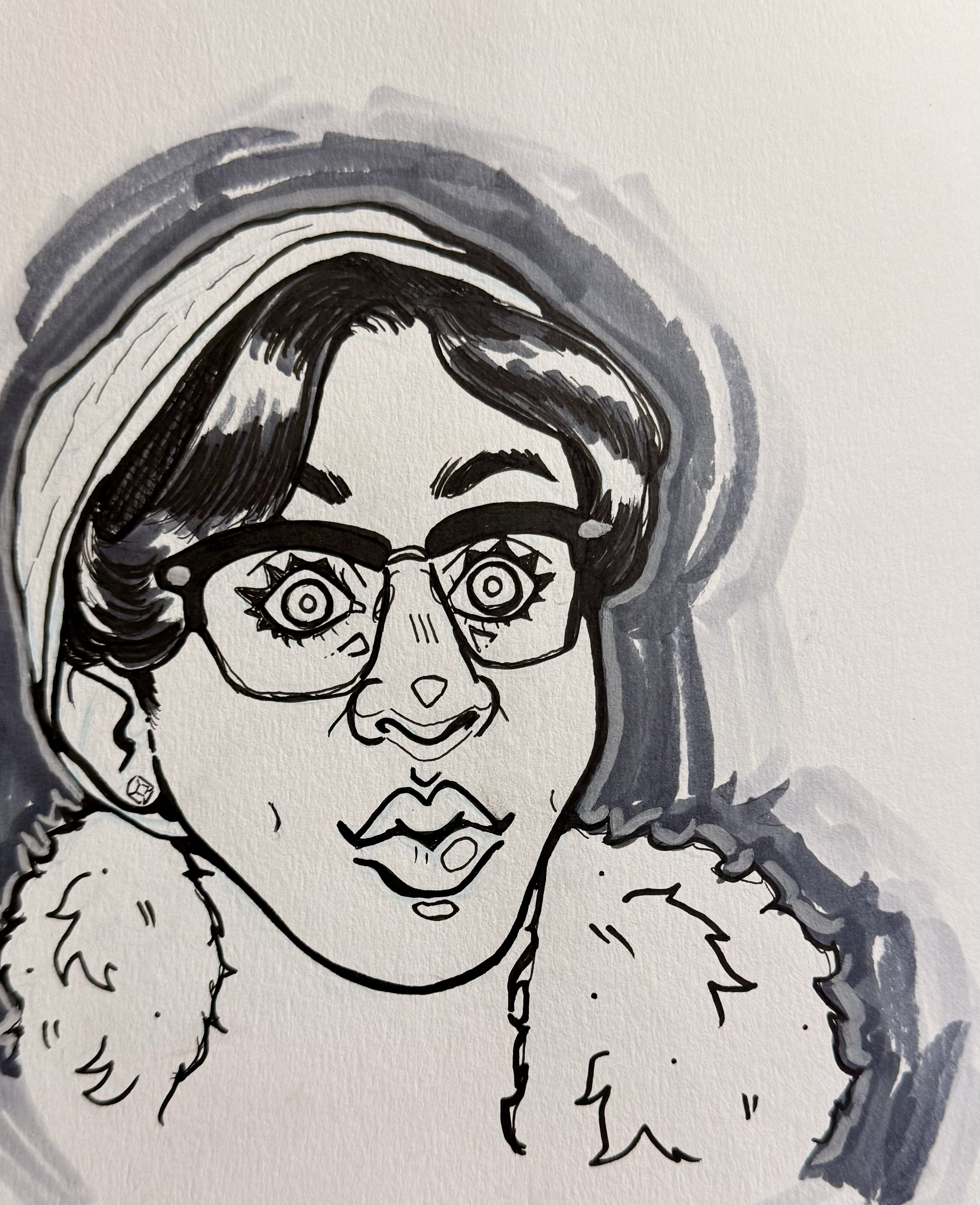 “Jenna.” Marker and ink on paper. 2026.