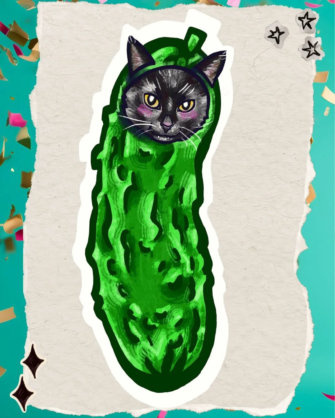 Pickle Cat Sticker