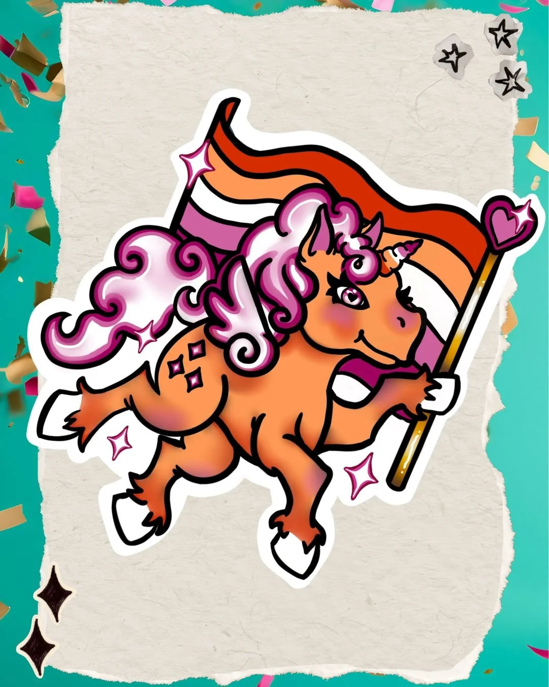 Magenta Mustang Pony Pride Sticker