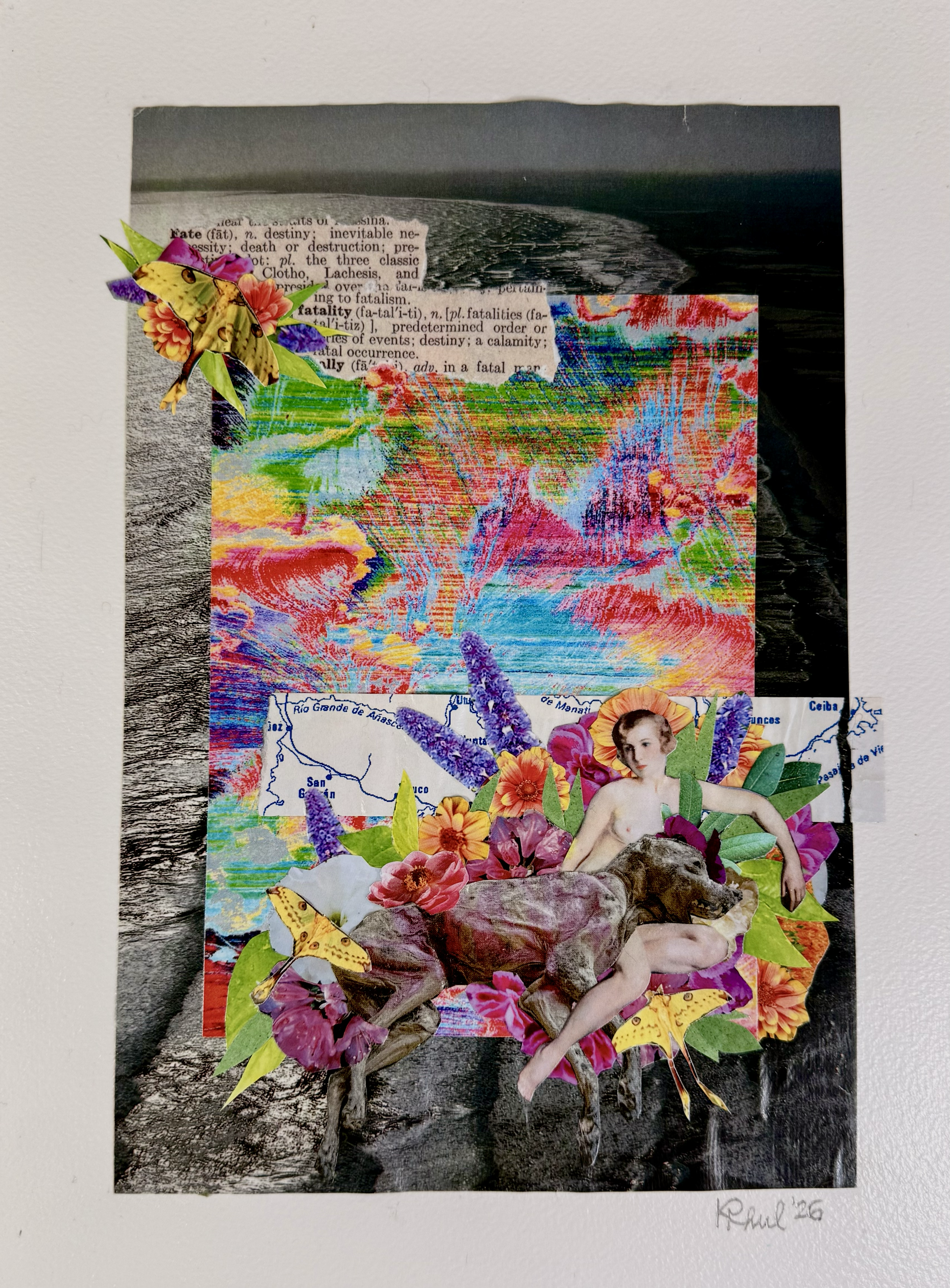 "Greeted by the Fates." Collage. 2026.
