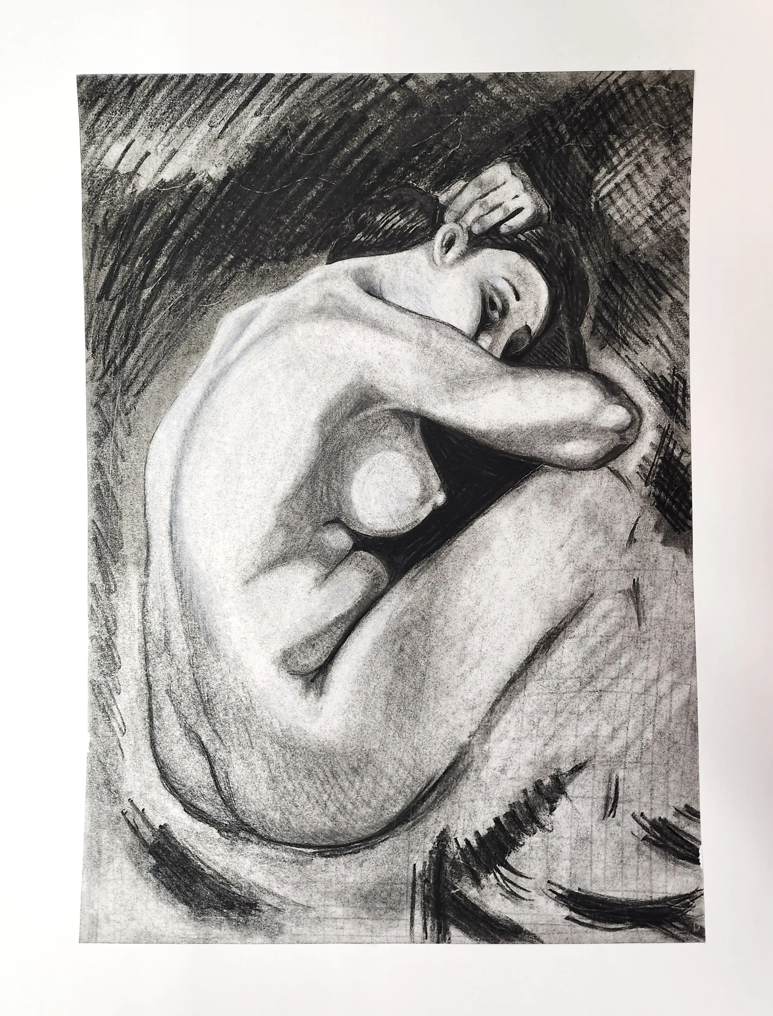 “A Master Study of Henri Lehmann’s ‘Study of a Female Nude.” Charcoal on paper. 2025.