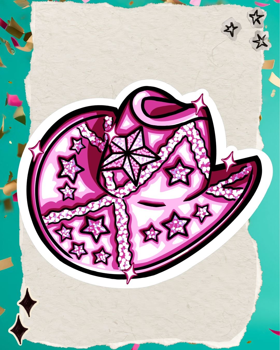 Magenta Mustang Cowboy Hat Sticker
