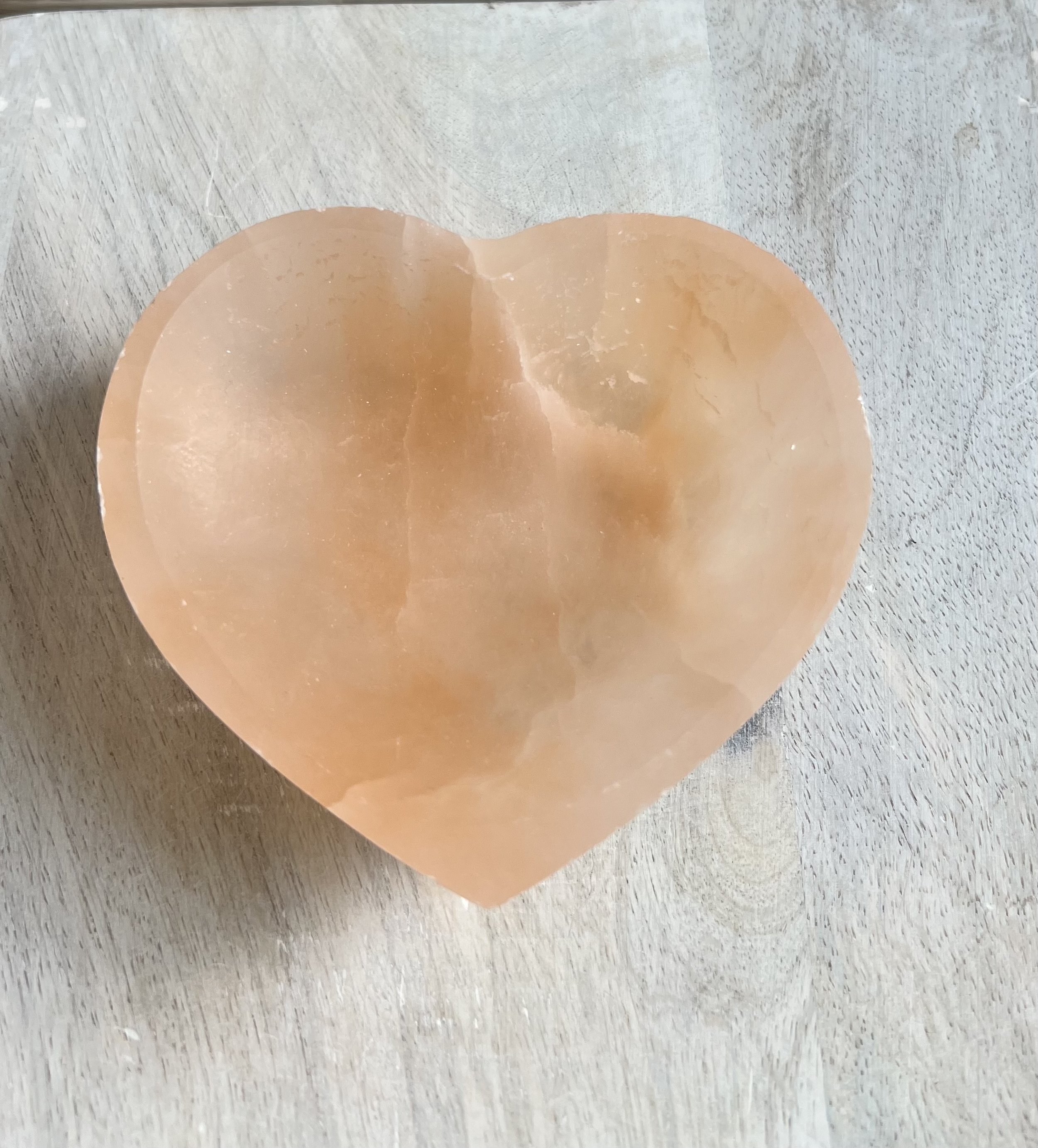 Orange Selenite Heart Dish
