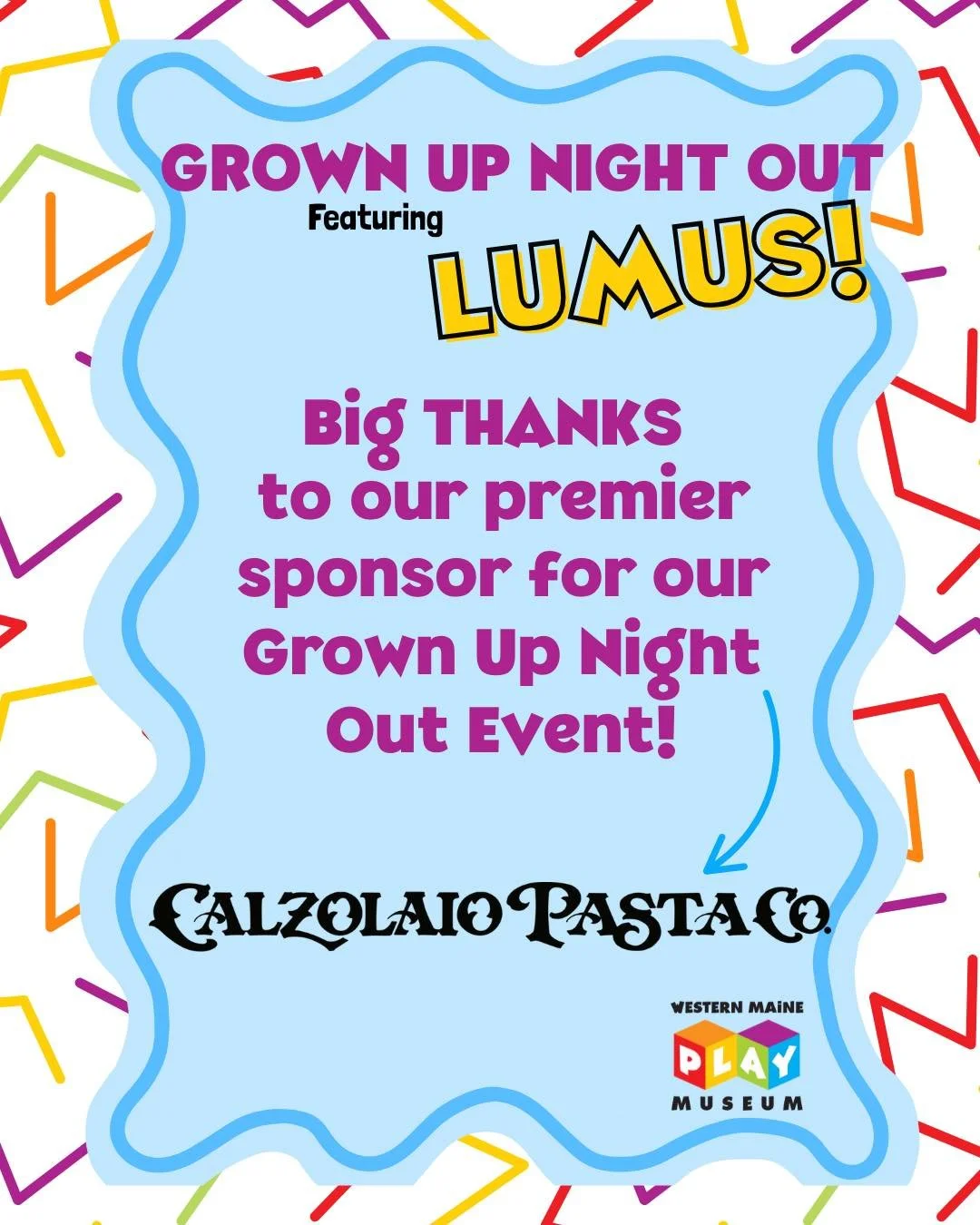 A huge thank you to Calzolaio Pasta Co. for being a Premier Sponsor for our recent Grown-Up Night Out: 90s Edition! 🌟

Your generous support&mdash;and amazing food and drinks&mdash;helped make the night unforgettable. From start to finish, you kept 