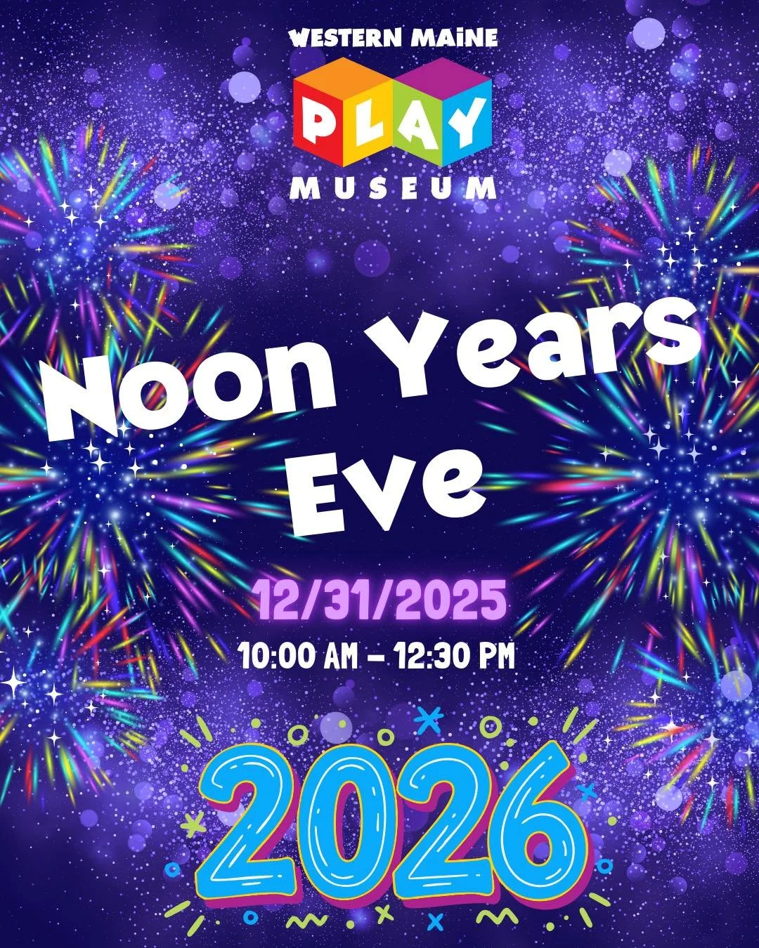 Ring in the Noon Year with us TOMORROW! 🎉🎆

Join us at Western Maine Play Museum for our annual Noon Year&rsquo;s Eve Party, one of our favorite events of the year!

🗓️When: December 31st, 10:00 AM &ndash; 12:30 PM
🌟What&rsquo;s Happening:
&bull;