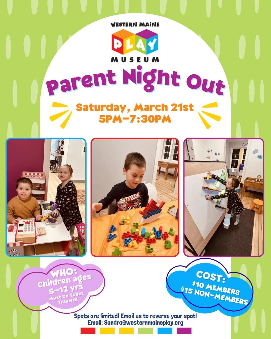 ✨ SURPRISE: Pop-Up Parent Night Out at the museum, THIS SATURDAY!

Cabin fever, be gone! With the snow melting and spring around the corner, it&rsquo;s the perfect time for a Parent Night Out. Drop the kids off for an evening of play, crafts, games, 