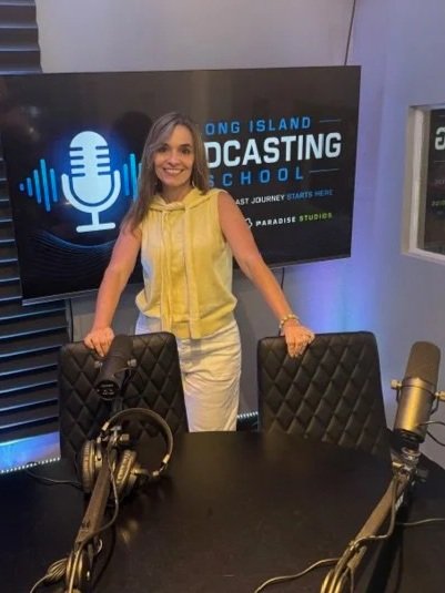 Recording a podcast in the studio