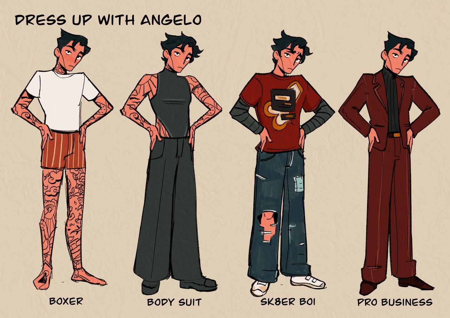 We&rsquo;re dressing up Angelo! Thanks so much to everyone for submitting clothing ideas, you have no idea how much I love putting Angelo and Ace in funky little fits. This may or may not have been an excuse to dress Angelo up in Victor&rsquo;s cloth